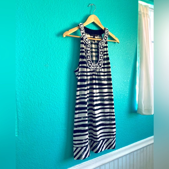 BCBG MaxAzria Black and white Striped mini dress. - Picture 3 of 9